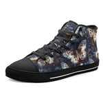 High-Top Canvas Shoes Butterflies Dark Navy and Light Bronze