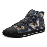 High-Top Canvas Shoes Butterflies Dark Navy and Light Bronze