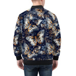 Bomber Jacket Butterflies Dark Navy and Light Bronze