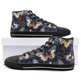 High-Top Canvas Shoes Butterflies Dark Navy and Light Bronze