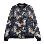 Bomber Jacket Butterflies Dark Navy and Light Bronze