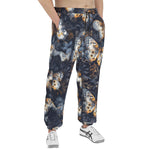 Men's Sweatpants Butterflies Dark Navy and Light Bronze