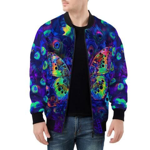 Bomber Jacket Neon Butterfly and Skulls