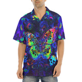 Hawaiian Shirt Neon Butterfly and Skulls