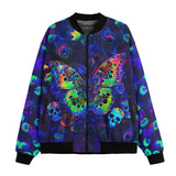 Bomber Jacket Neon Butterfly and Skulls