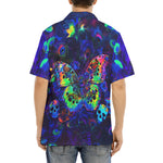 Hawaiian Shirt Neon Butterfly and Skulls