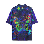 Hawaiian Shirt Neon Butterfly and Skulls