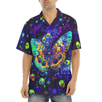 Hawaiian Shirt Neon Butterfly and Skulls