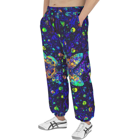 Men's Sweatpants Neon Butterfly and Skulls