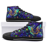 High-Top Canvas Shoes Neon Butterfly and Skulls