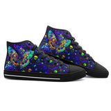 High-Top Canvas Shoes Neon Butterfly and Skulls