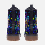 Leather Boots Neon Butterfly and Skulls