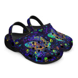 Classic Clogs Neon Butterfly and Skulls