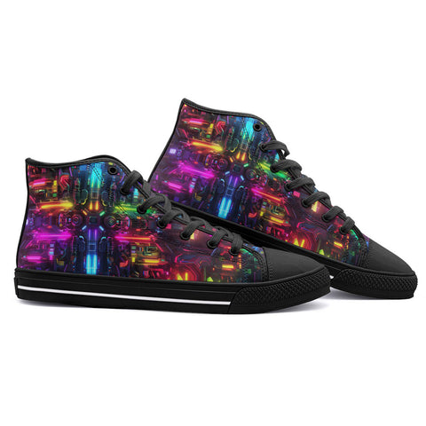 High-Top Canvas Shoes Neon Light Digital Art