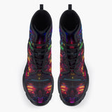 Casual Leather Chunky Boots Neon Light Digital Art