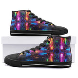 High-Top Canvas Shoes Neon Light Digital Art