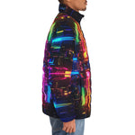 Down-Padded Puffer Jacket Neon Light Digital Art