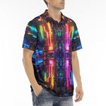 Men's Polo Shirt Neon Light Digital Art