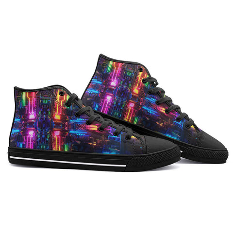 High-Top Canvas Shoes Neon Light Digital Art