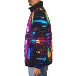 Down-Padded Puffer Jacket Neon Light Digital Art