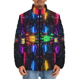 Down-Padded Puffer Jacket Neon Light Digital Art