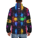 Down-Padded Puffer Jacket Neon Light Digital Art