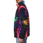 Down-Padded Puffer Jacket Neon Light Digital Art