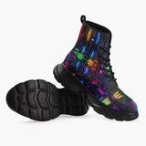 Casual Leather Chunky Boots Neon Light Digital Art