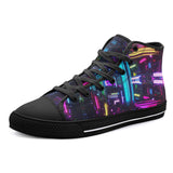 High-Top Canvas Shoes Neon Light Digital Art