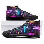 High-Top Canvas Shoes Neon Light Digital Art