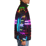 Down-Padded Puffer Jacket Neon Light Digital Art