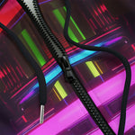 Men's Zip Up Hoodie Neon Light Digital Art