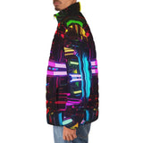 Down-Padded Puffer Jacket Neon Light Digital Art