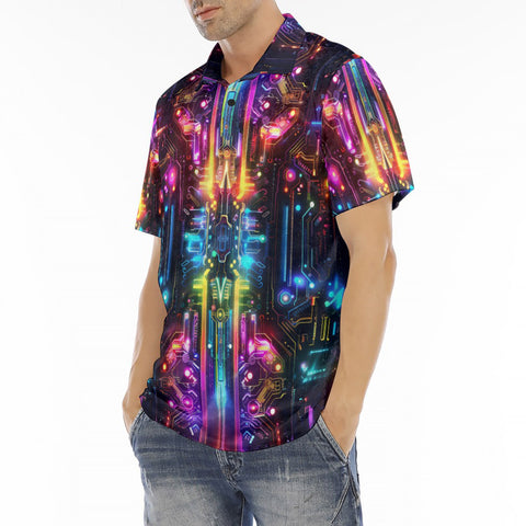 Men's Polo Shirt Neon Light Digital Art