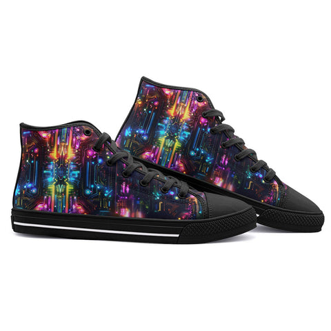 High-Top Canvas Shoes Neon Light Digital Art