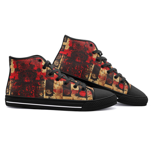 High-Top Canvas Shoes Ancient Mayan Artwork