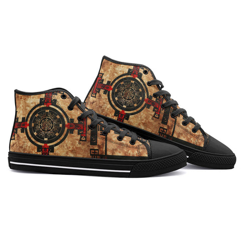 High-Top Canvas Shoes Ancient Mayan Artwork