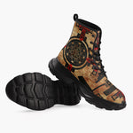 Casual Leather Chunky Boots Ancient Mayan Artwork