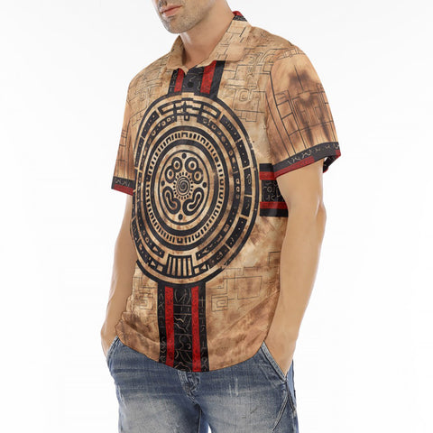 Men's Polo Shirt Ancient Aztec Artwork