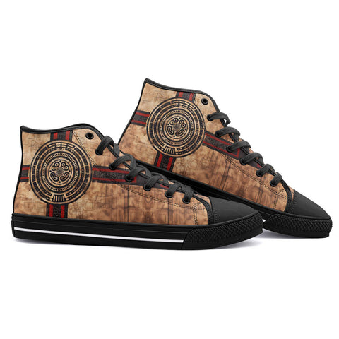 High-Top Canvas Shoes Ancient Aztec Artwork