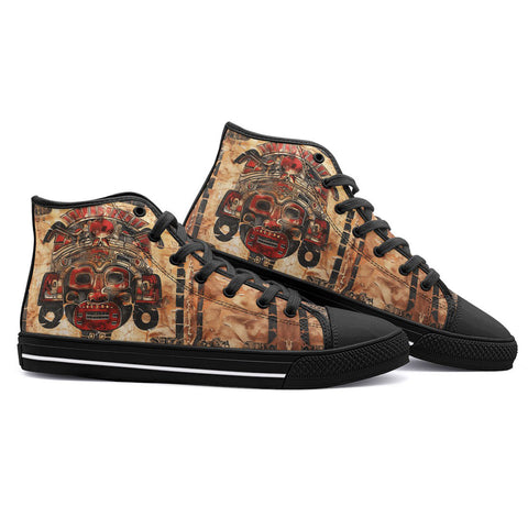 High-Top Canvas Shoes Ancient Mayan Artwork