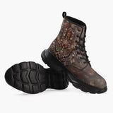 Casual Leather Chunky Boots Hamsa Hand Ornamental Jewels