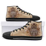High-Top Canvas Shoes Hamsa Hand Gems Decorated
