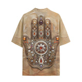 Hawaiian Shirt Hamsa Hand Gems Decorated