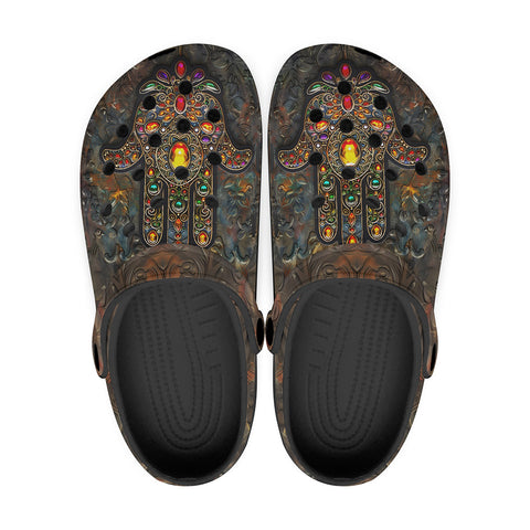 Classic Clogs Hamsa Hand with Colorful Gems