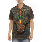 Men's Polo Shirt Hamsa Hand with Colorful Gems