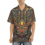 Hawaiian Shirt Hamsa Hand with Colorful Gems