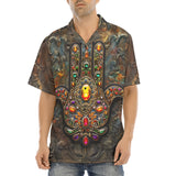 Hawaiian Shirt Hamsa Hand with Colorful Gems