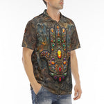 Men's Polo Shirt Hamsa Hand with Colorful Gems