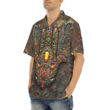 Hawaiian Shirt Hamsa Hand with Colorful Gems